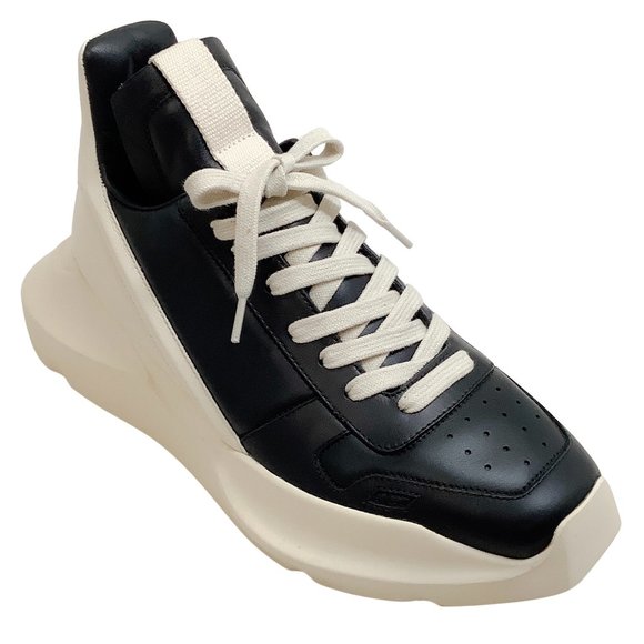 Rick Owens Black Milk Leather Geth Runner Sneakers